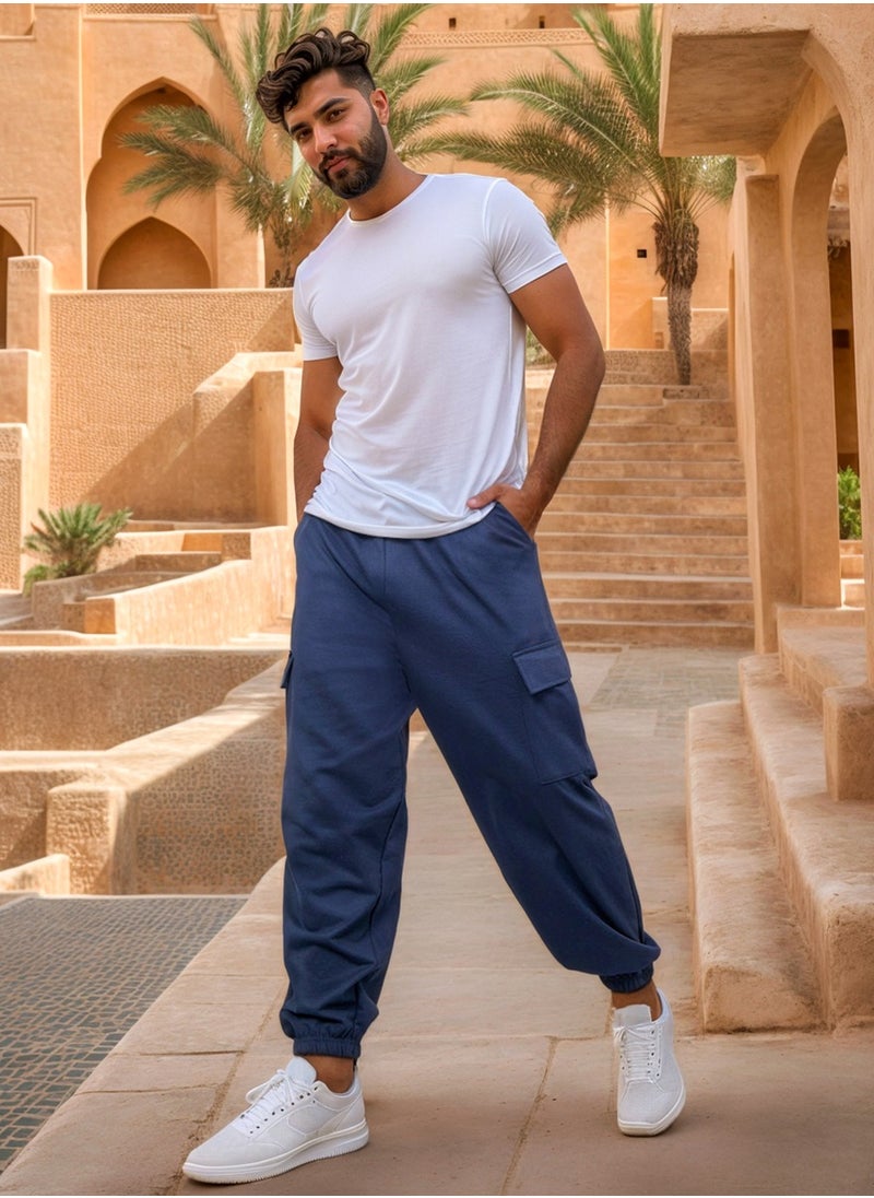 Oversized Fit Cargo Joggers with Elasticated Hem