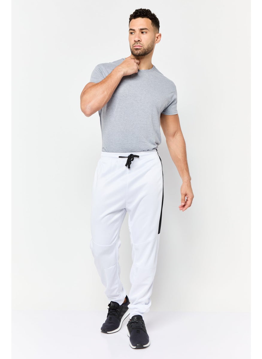 Men Regular Fit Embroidered Jogger Pants, White