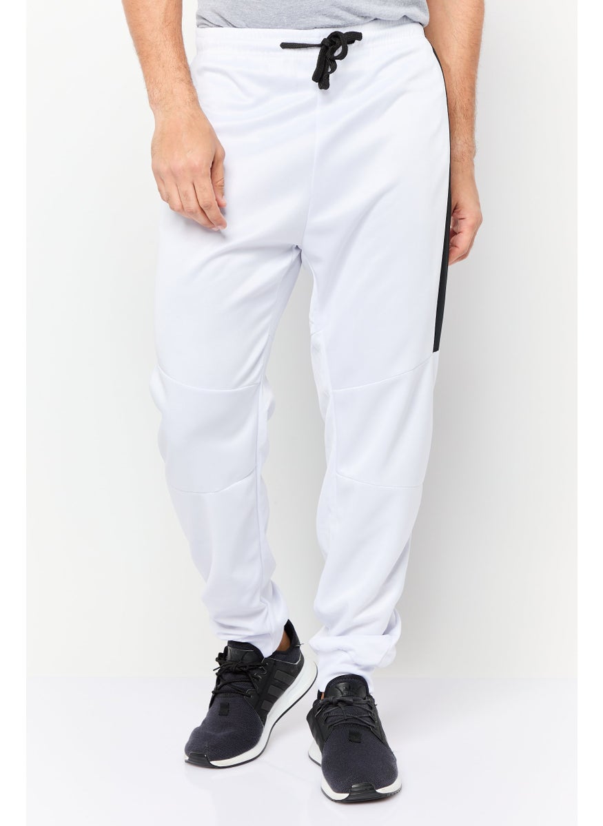 Men Regular Fit Embroidered Jogger Pants, White