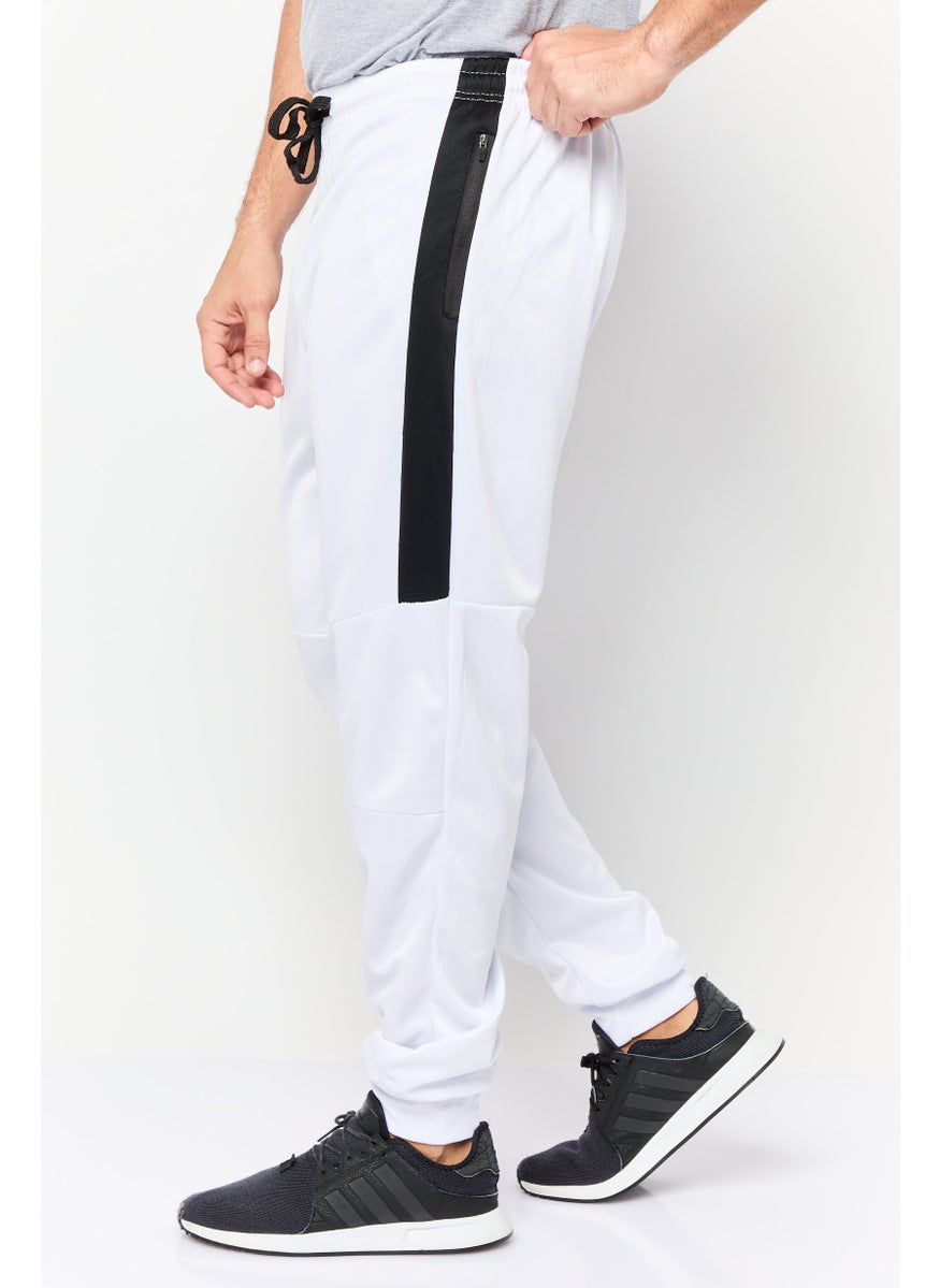 Men Regular Fit Embroidered Jogger Pants, White