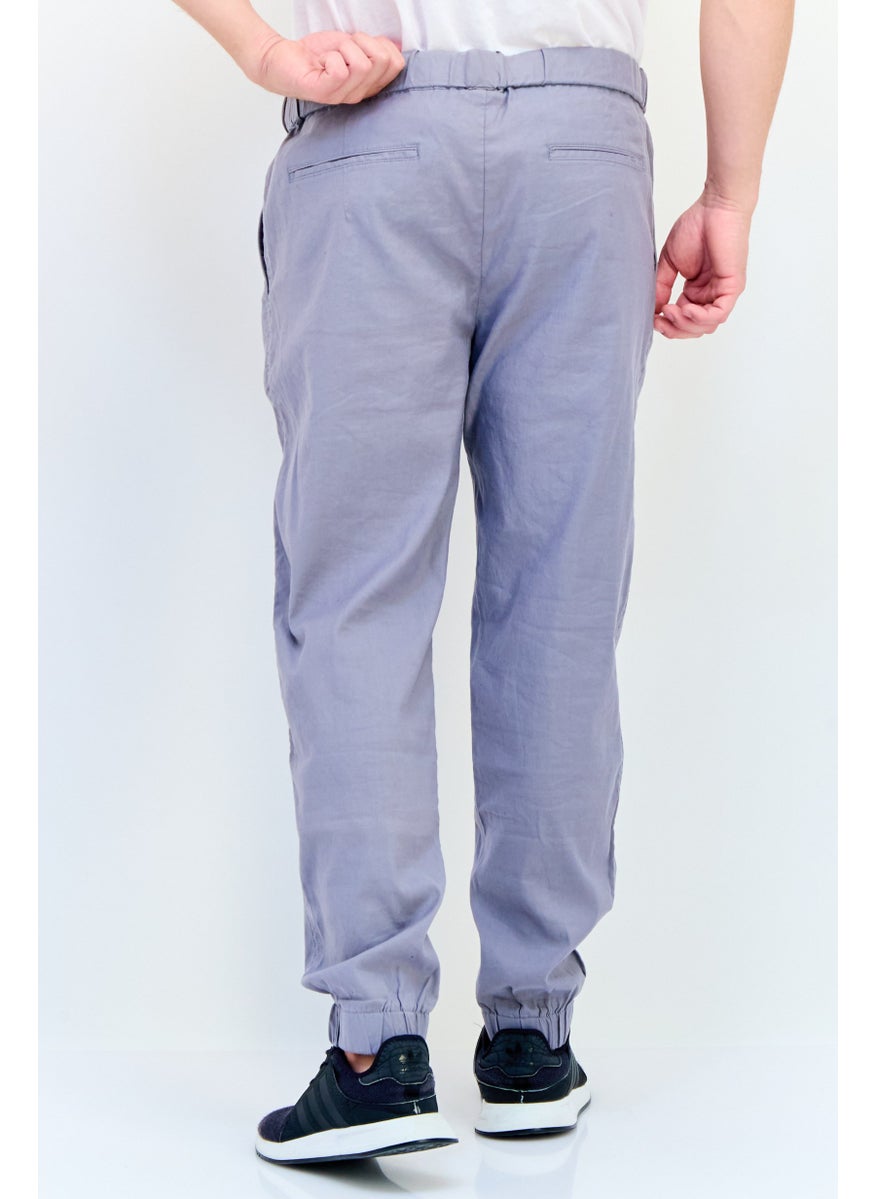 Men Cuffed Fit Solid Jogger Pants, Grey
