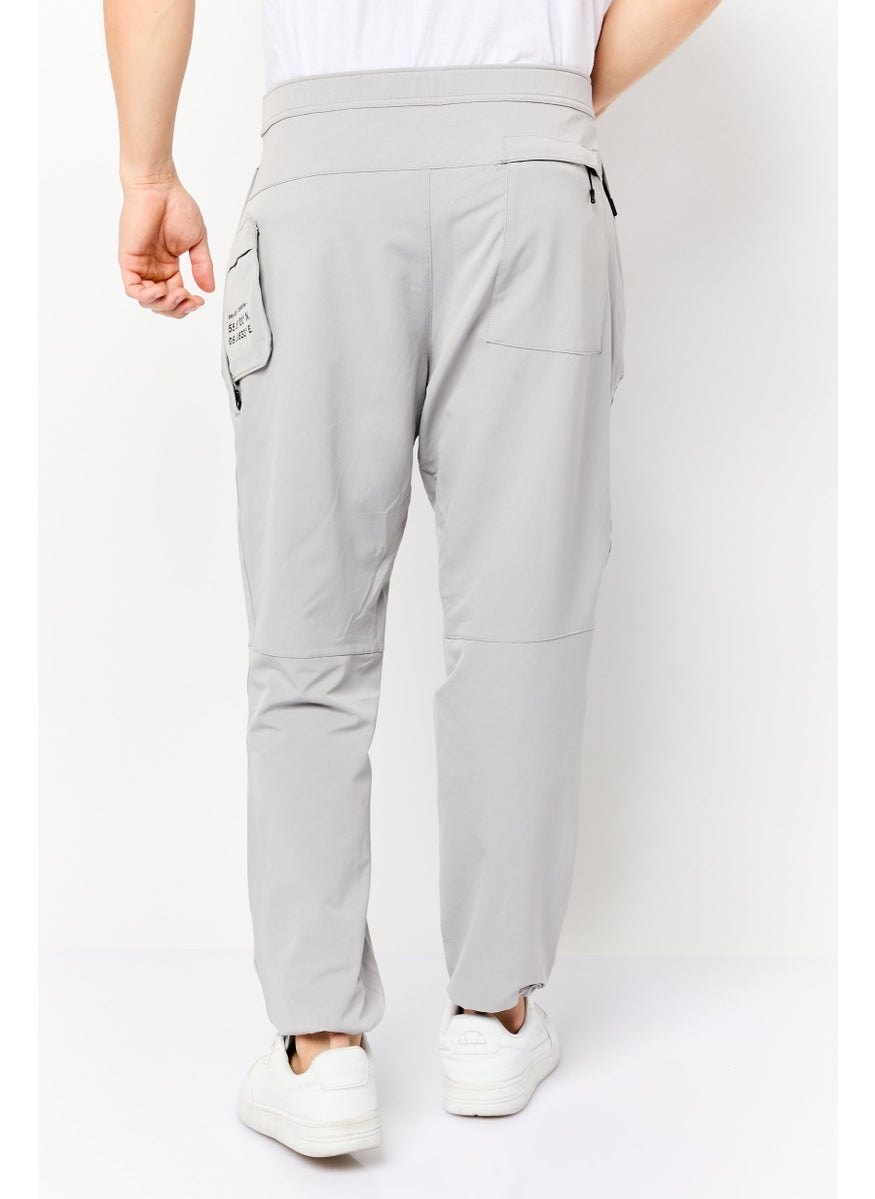 Men Regular Fit Solid Stretchable Jogger Pants, Grey