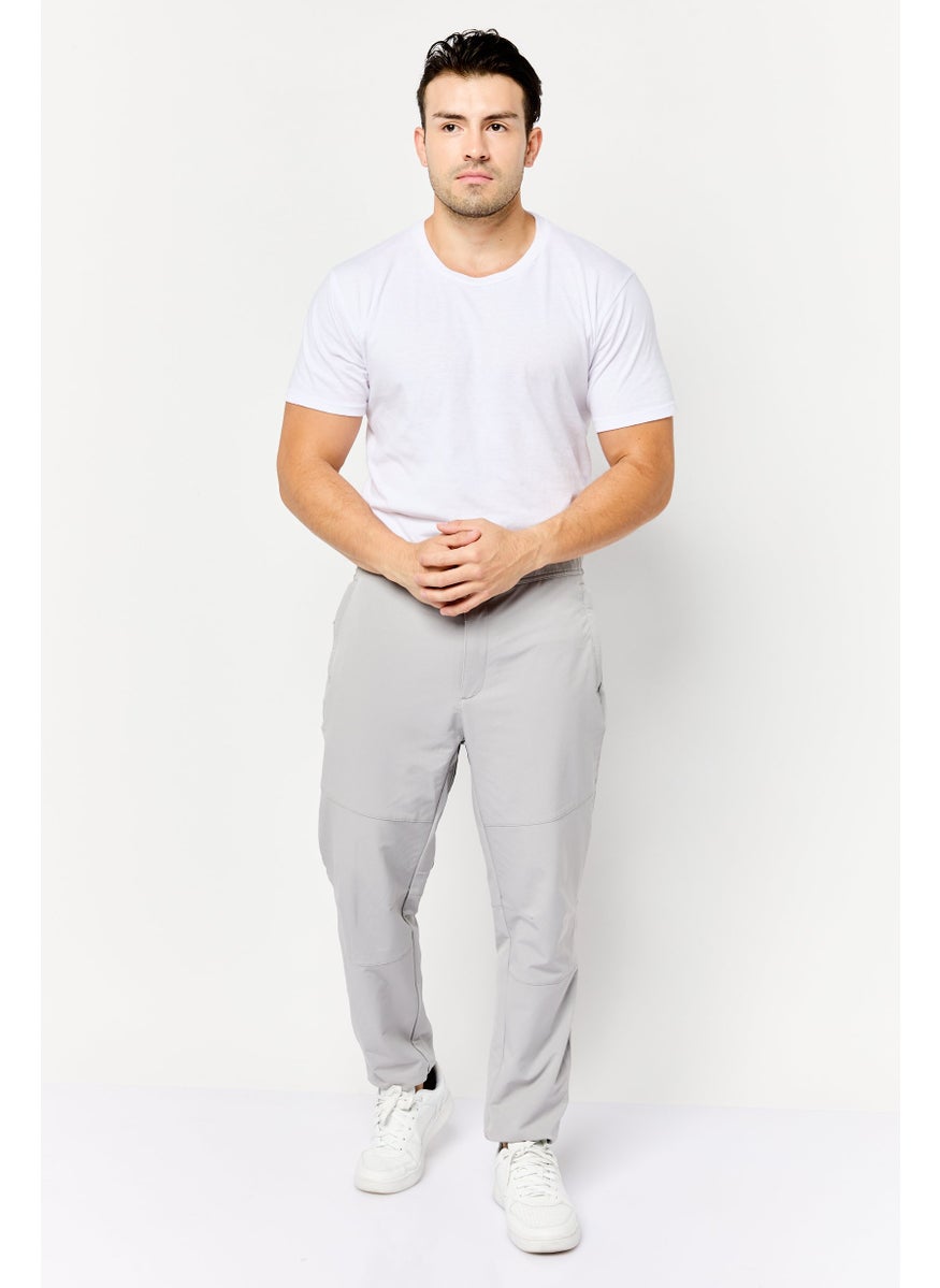 Men Regular Fit Solid Stretchable Jogger Pants, Grey