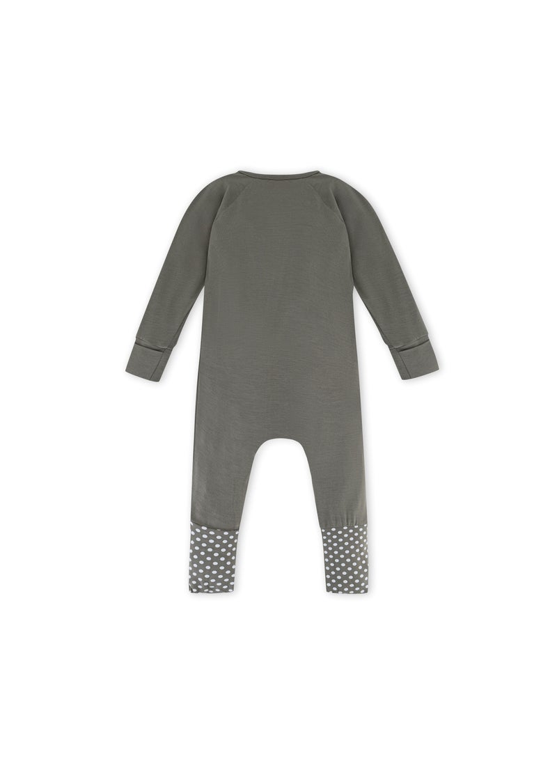 Organic Zipper Romper- Olive