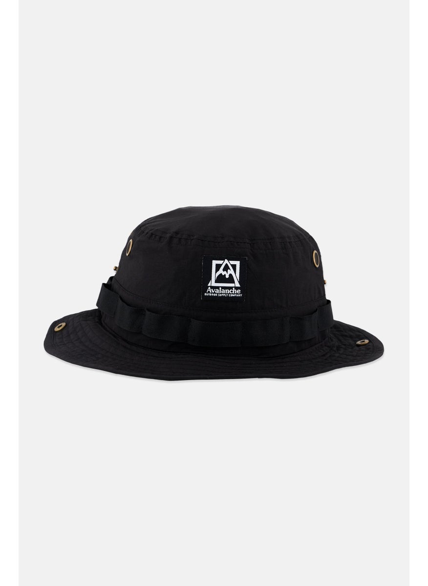 Men Mesh Drawstring Boonie Bucket Hat, Black