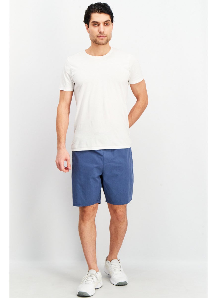 Men Textured Drawstring Basic Short, Indigo