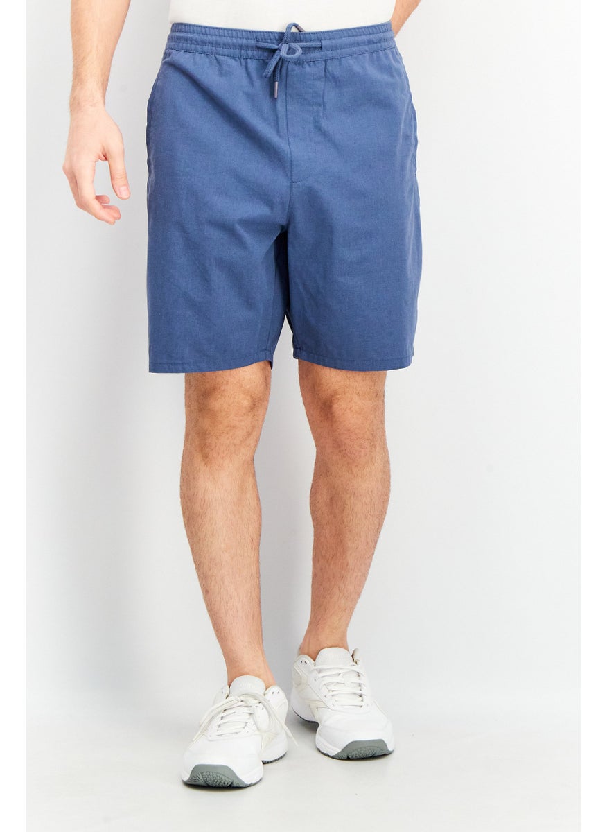 Men Textured Drawstring Basic Short, Indigo