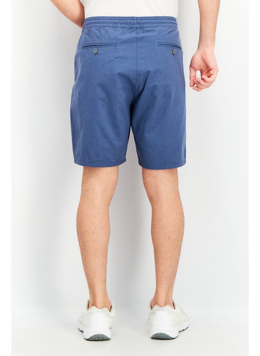 Men Textured Drawstring Basic Short, Indigo
