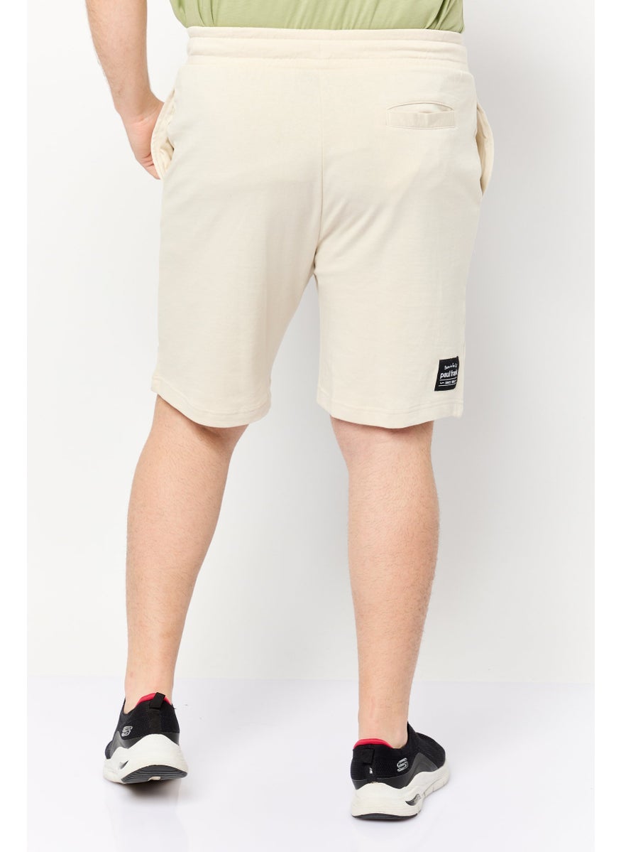 Men Graphic Print Basic Shorts, Beige