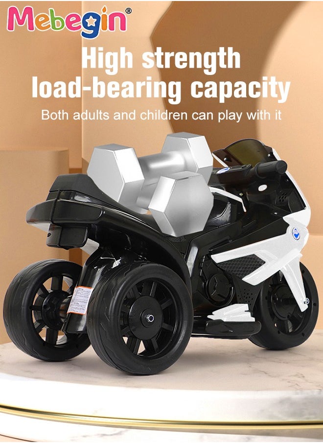 Electric Motorcycle for Kids, 3-Wheel Motorbike with High-capacity Battery and Ergonomic Seat, Safe Ride-on Toy with Light and Music, Hard to Roll Over, Fun Outdoor Toy, Suitable for Multiple Roads,