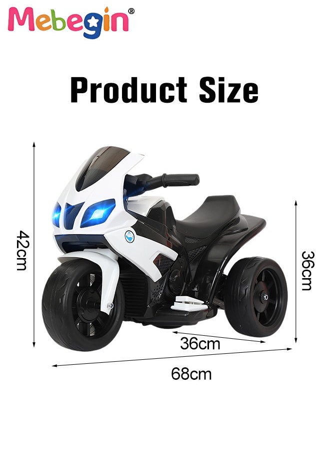Electric Motorcycle for Kids, 3-Wheel Motorbike with High-capacity Battery and Ergonomic Seat, Safe Ride-on Toy with Light and Music, Hard to Roll Over, Fun Outdoor Toy, Suitable for Multiple Roads,