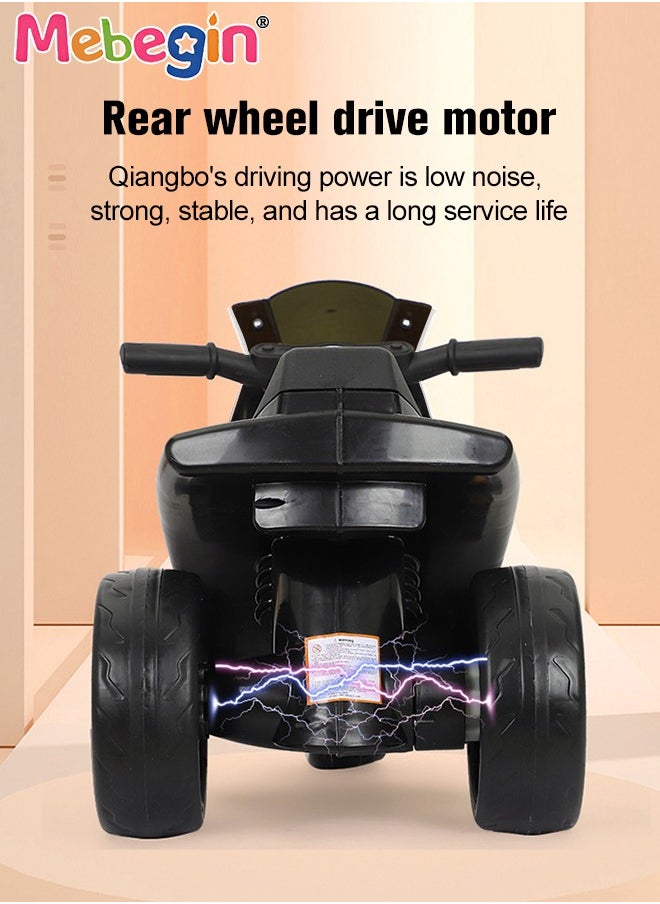 Electric Motorcycle for Kids, 3-Wheel Motorbike with High-capacity Battery and Ergonomic Seat, Safe Ride-on Toy with Light and Music, Hard to Roll Over, Fun Outdoor Toy, Suitable for Multiple Roads,