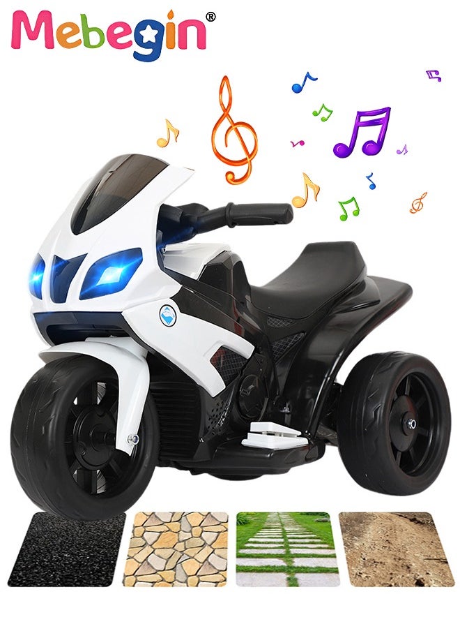 Electric Motorcycle for Kids, 3-Wheel Motorbike with High-capacity Battery and Ergonomic Seat, Safe Ride-on Toy with Light and Music, Hard to Roll Over, Fun Outdoor Toy, Suitable for Multiple Roads,