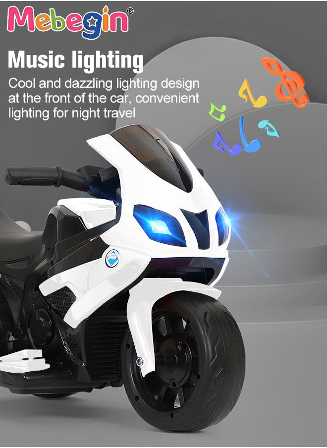 Electric Motorcycle for Kids, 3-Wheel Motorbike with High-capacity Battery and Ergonomic Seat, Safe Ride-on Toy with Light and Music, Hard to Roll Over, Fun Outdoor Toy, Suitable for Multiple Roads,