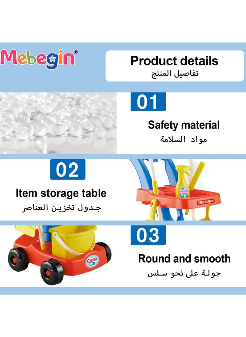 8PCS Cleaning Set for Kids, Simulation Cleaning Tools, Detachable Housekeeping Cart with Broom, Dust Pan and Spray Bottle, Creative House Cleaning Tools, Ideal Gift for Kids Aged 3+