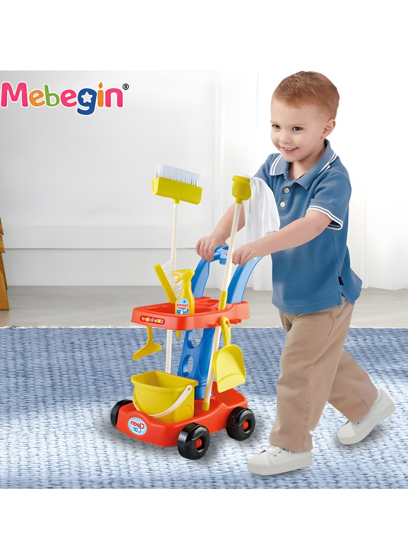 8PCS Cleaning Set for Kids, Simulation Cleaning Tools, Detachable Housekeeping Cart with Broom, Dust Pan and Spray Bottle, Creative House Cleaning Tools, Ideal Gift for Kids Aged 3+