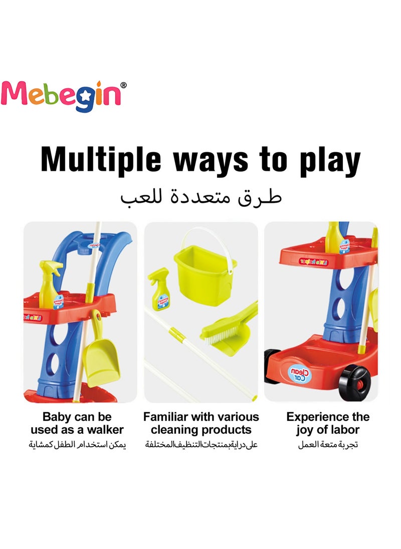 8PCS Cleaning Set for Kids, Simulation Cleaning Tools, Detachable Housekeeping Cart with Broom, Dust Pan and Spray Bottle, Creative House Cleaning Tools, Ideal Gift for Kids Aged 3+