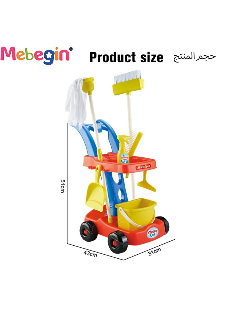 8PCS Cleaning Set for Kids, Simulation Cleaning Tools, Detachable Housekeeping Cart with Broom, Dust Pan and Spray Bottle, Creative House Cleaning Tools, Ideal Gift for Kids Aged 3+