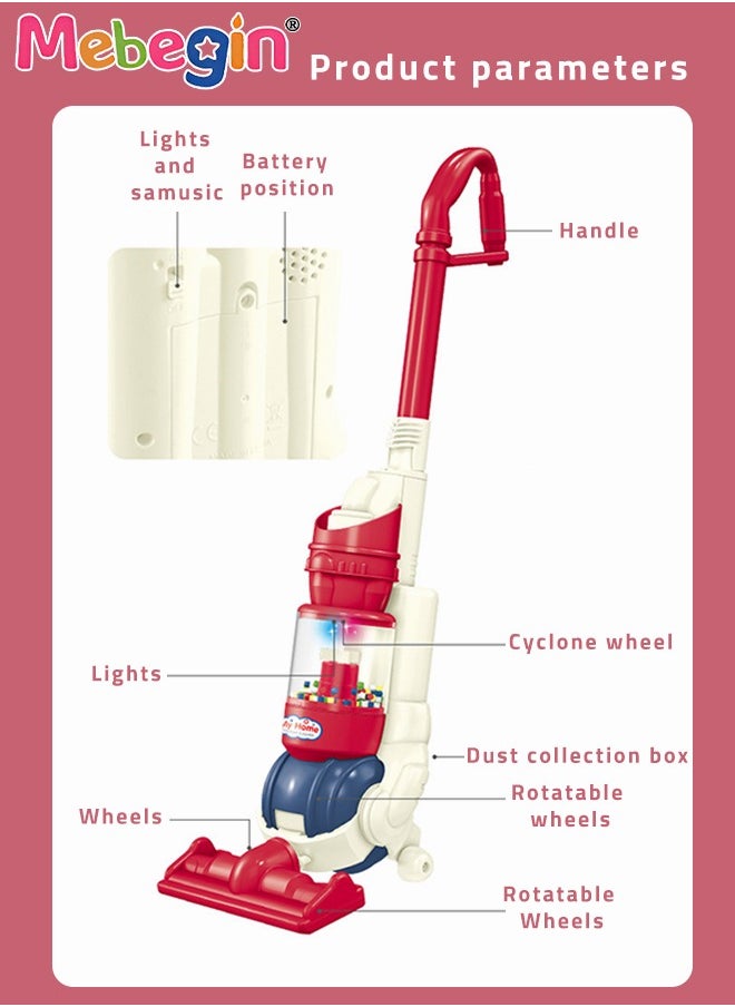 4 in 1 Electric Kids Vacuum Cleaner Toy for Toddler with Lights and Sounds Pretend Play Toy Vacuum Cleaner Toddler Best Gift for Boys and Girls