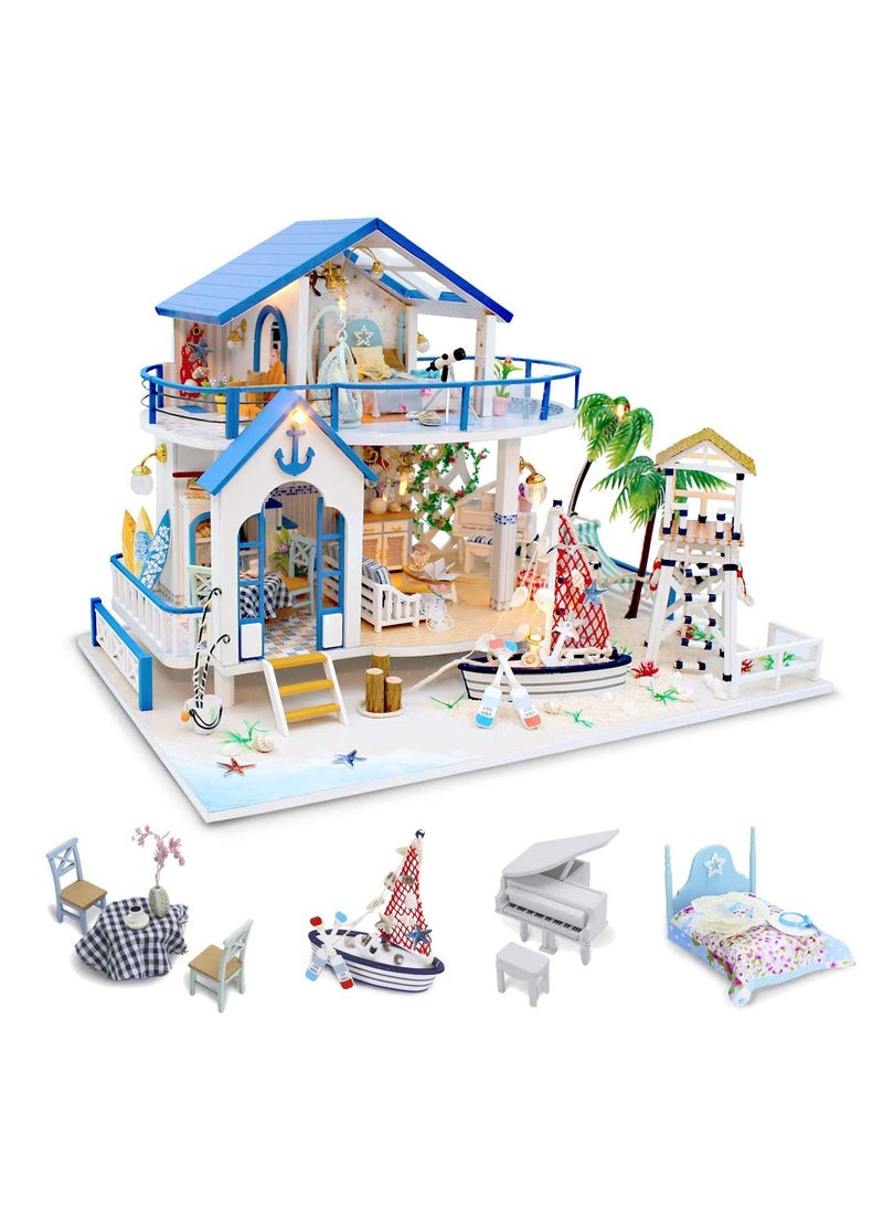 DIY Miniature Wooden Dollhouse Kit with Furniture and Music Perfect Birthday Gift for Kids and Adults