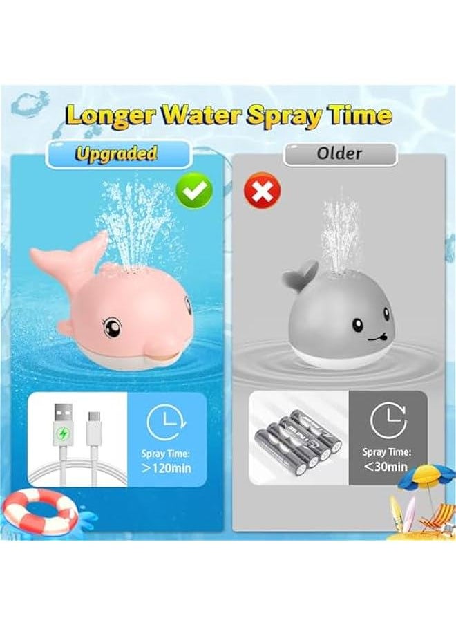 Bath Toys, Light Up Dolphin Baby Bath Toys for Babies 6-12 12-18 Months, Rechargeable Sprinkler Musical Toys, Easter Basket Stuffers Bathtub Toys for Toddlers 1-3 2-4 Boys Girls Infant Kids- Pink