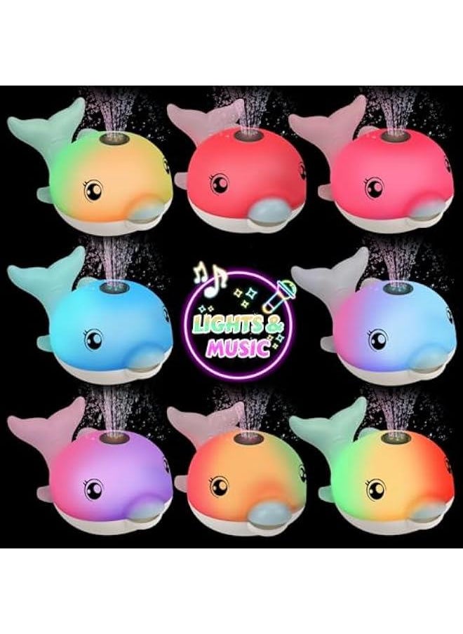 Bath Toys, Light Up Dolphin Baby Bath Toys for Babies 6-12 12-18 Months, Rechargeable Sprinkler Musical Toys, Easter Basket Stuffers Bathtub Toys for Toddlers 1-3 2-4 Boys Girls Infant Kids- Blue