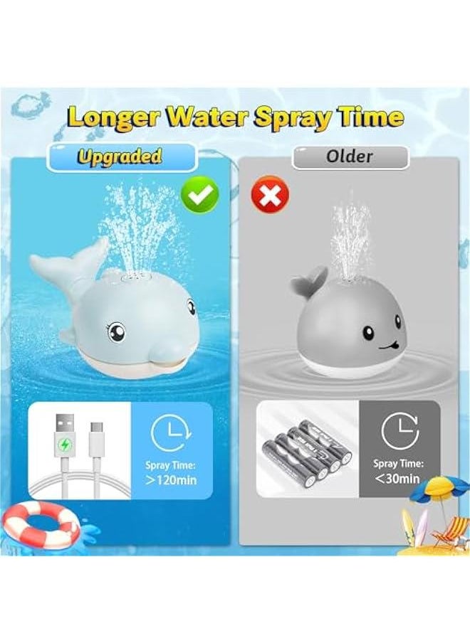 Bath Toys, Light Up Dolphin Baby Bath Toys for Babies 6-12 12-18 Months, Rechargeable Sprinkler Musical Toys, Easter Basket Stuffers Bathtub Toys for Toddlers 1-3 2-4 Boys Girls Infant Kids- Blue