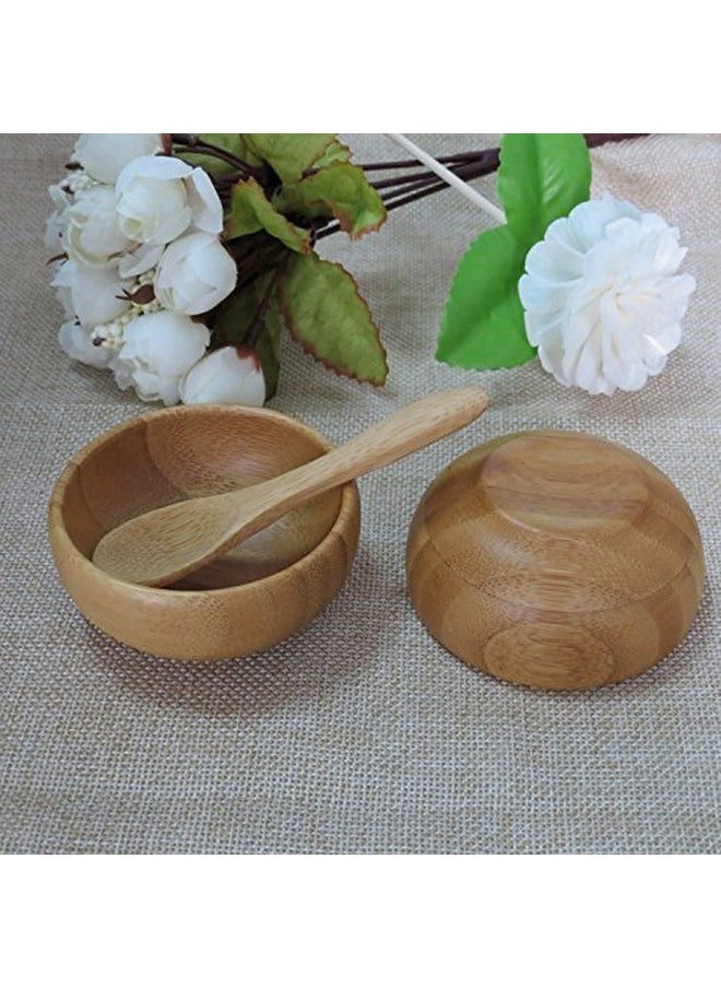 Mask Bowl Set - Mini Eco Bamboo Skin Care DIY Mixing Tool Kit with Bamboo Spoon for Lady Women Girls