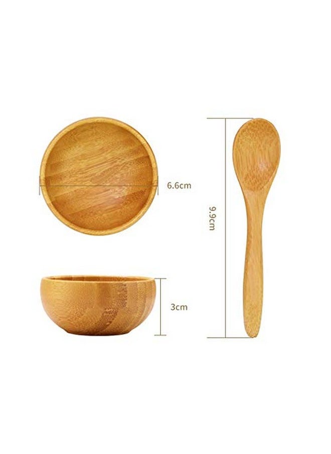 Mask Bowl Set - Mini Eco Bamboo Skin Care DIY Mixing Tool Kit with Bamboo Spoon for Lady Women Girls