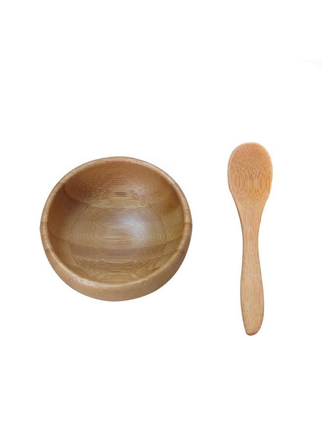 Mask Bowl Set - Mini Eco Bamboo Skin Care DIY Mixing Tool Kit with Bamboo Spoon for Lady Women Girls