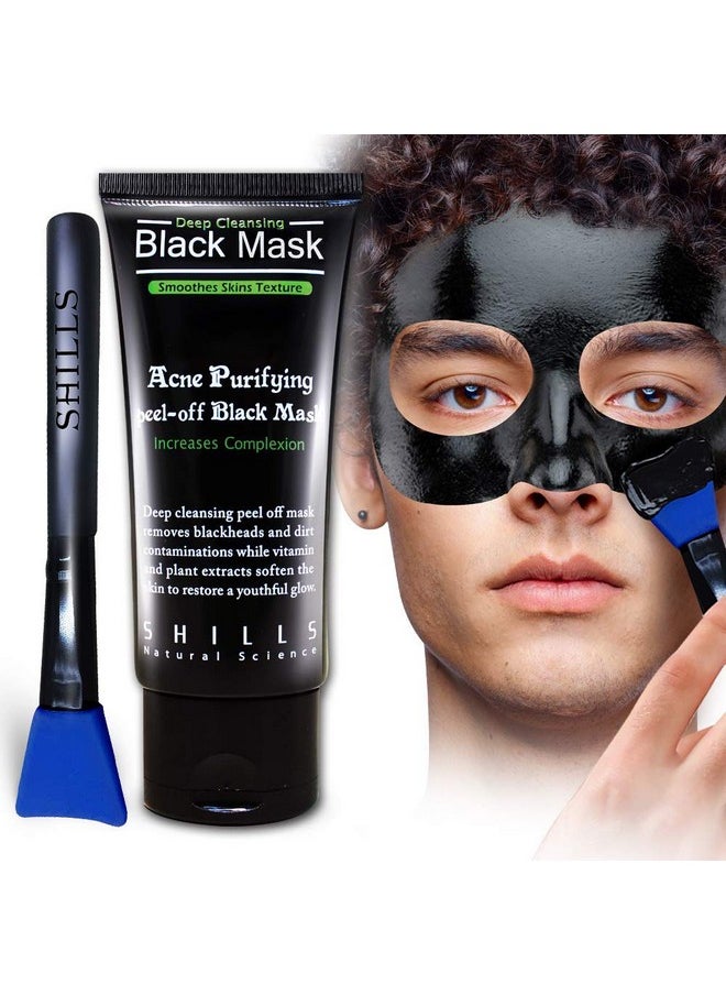 SHILLS Face Mask for Men, Face Mask Purifying Peel Off Mask, Charcoal Mask, Blackhead Removal Mask, Peel Off Mask, Charcoal Mask and a Brush Set