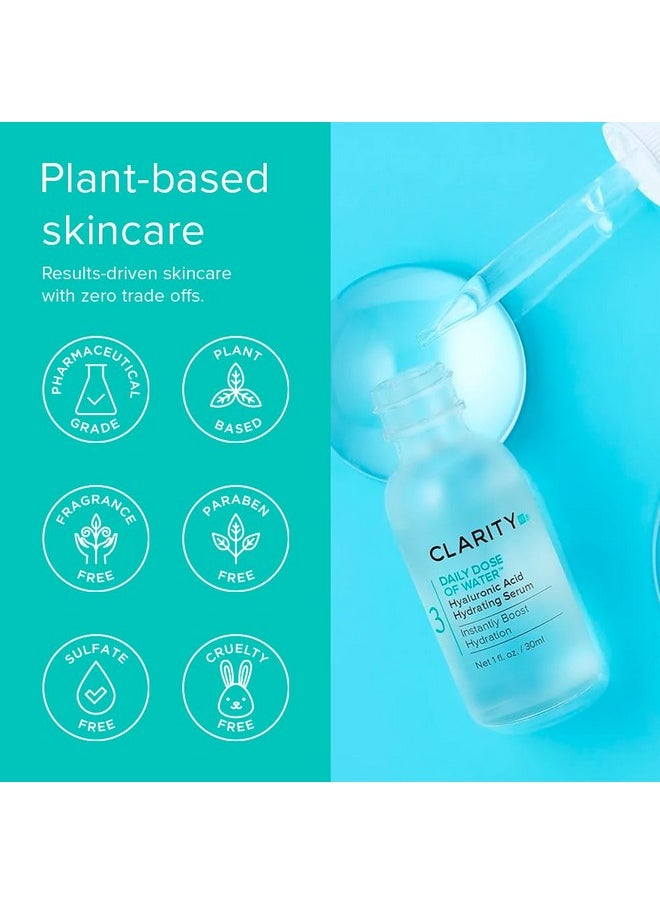 ClarityRx Daily Dose of Water Hyaluronic Acid Hydrating Face Serum, Natural Plant-Based Daily Moisturizing Treatment for Dry, Dull Skin (1 fl oz)