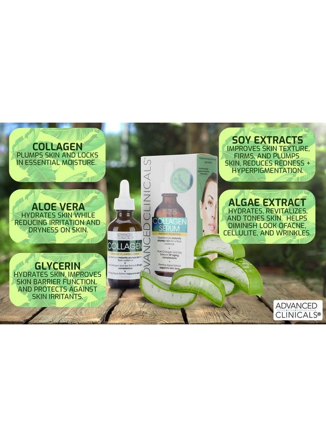 Advanced Clinicals Collagen Facial Serum, 1.75 Fl Oz, Plumps, Lifts, and Hydrates for a Youthful Glow