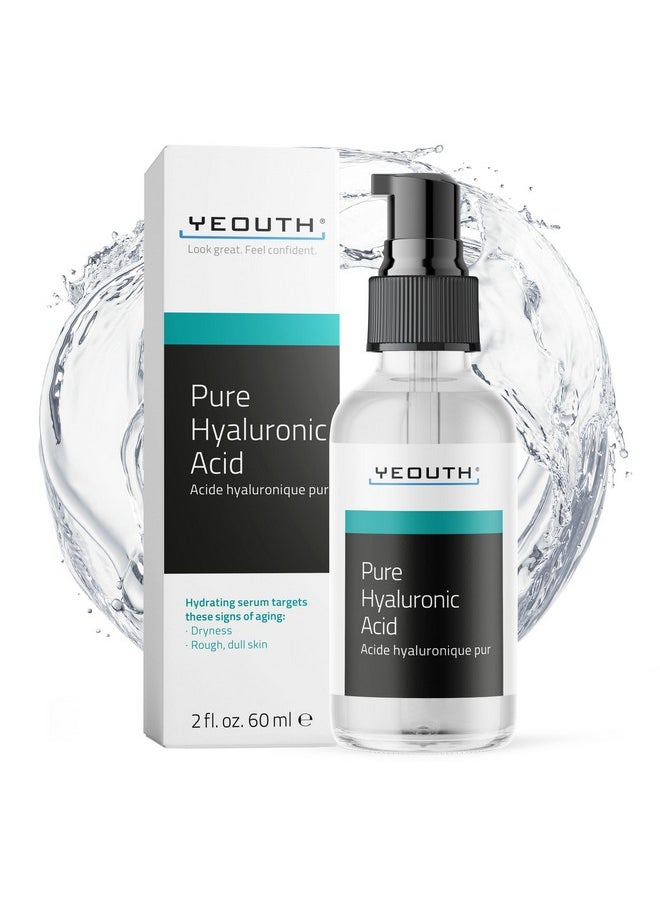 YEOUTH Pure Hyaluronic Acid Serum for Face 100%, Hydrating Serum for Dry & Dull Skin, Moisturizing Serum, Hyaluronic Serum for Face, Women & Men Face Serum 2oz