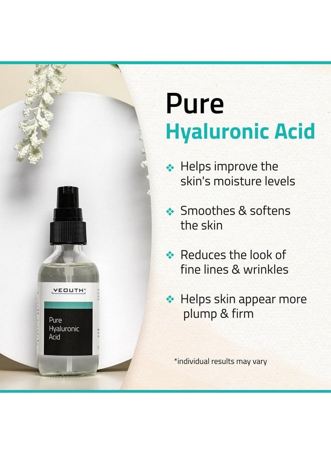 YEOUTH Pure Hyaluronic Acid Serum for Face 100%, Hydrating Serum for Dry & Dull Skin, Moisturizing Serum, Hyaluronic Serum for Face, Women & Men Face Serum 2oz