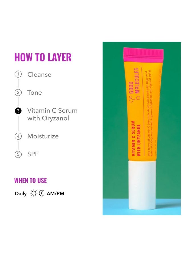 Good Molecules Vitamin C Serum with Oryzanol - Facial Serum for Firm, Youthful Skin Tone - Collagen Production, Anti-Aging, and Skin Repair