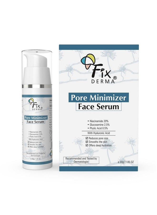 Fixderma 20% Niacinamide Serum for Face for Pore Minimizer with 2.5% Glucosamine & Hyaluronic Acid Serum | Open Pores Serum | Hydrating Serum | Face Serum for Men & Women - 30g