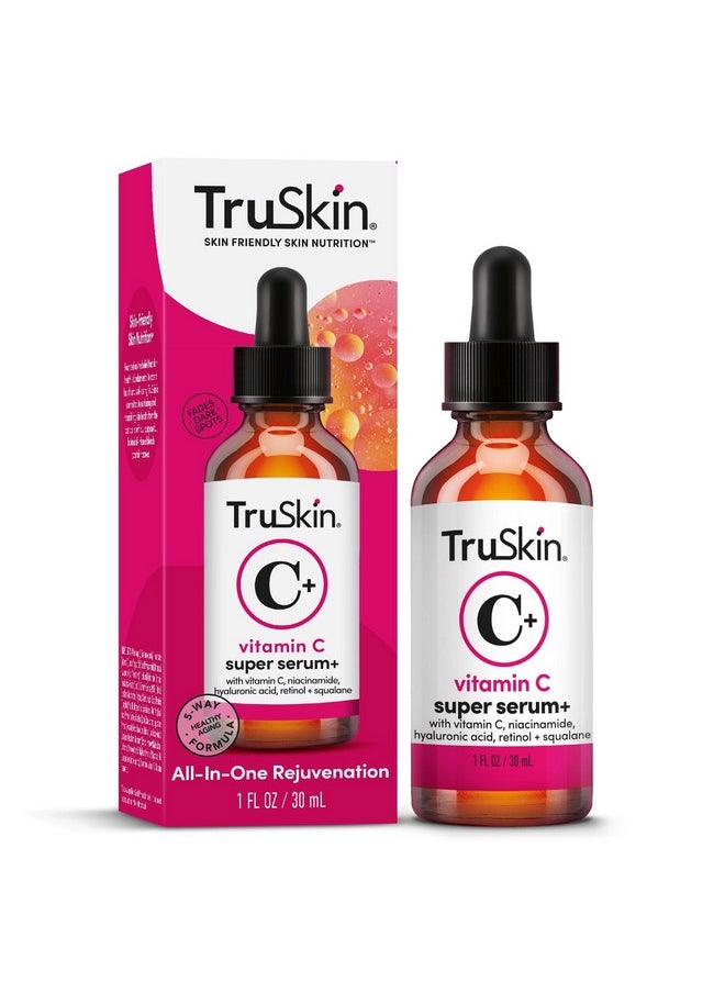 TruSkin Vitamin C Super Serum with Niacinamide, Retinol, Hyaluronic & Salicylic Acid (BHA) - All-in-One Anti Aging Facial Serum for Brightening, Firming, Dark Spots, Discoloration - 1 fl oz