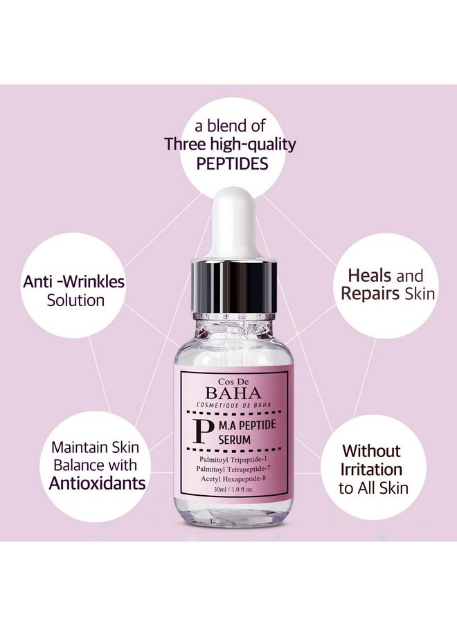 Peptide Complex Facial Serum with Matrixyl 3000 & Argireline for Face/Neck - Deep Wrinkles, Heals and Repairs Skin for Face, 1 Fl Oz (30ml)