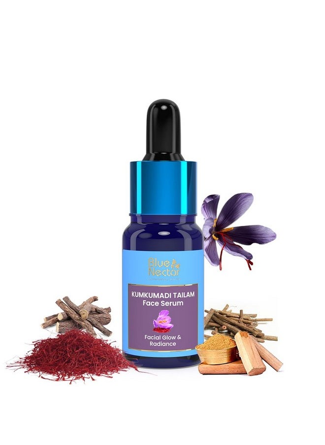 Blue Nectar Kumkumadi Tailam Skin Brightening Face Oil for Glowing Skin, Dull & Damage Skin Repair | Natural Anti Aging Serum | With Plant Based Collagen Booster (26 Herbs, 10 ml)