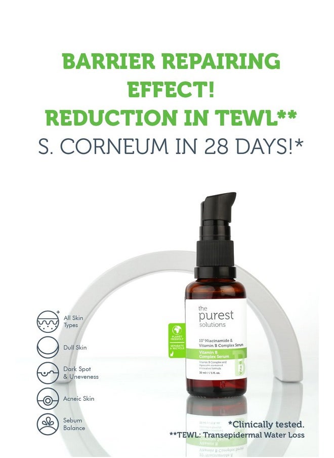 The Purest Solutions Vitamin B Complex Serum (Niacinamide 10% + Vitamin B Complex) - Anti-Sensitization, Anti-Redness, Restorative - Vegan | Cruelty Free | Eco Friendly (1 fl. oz)
