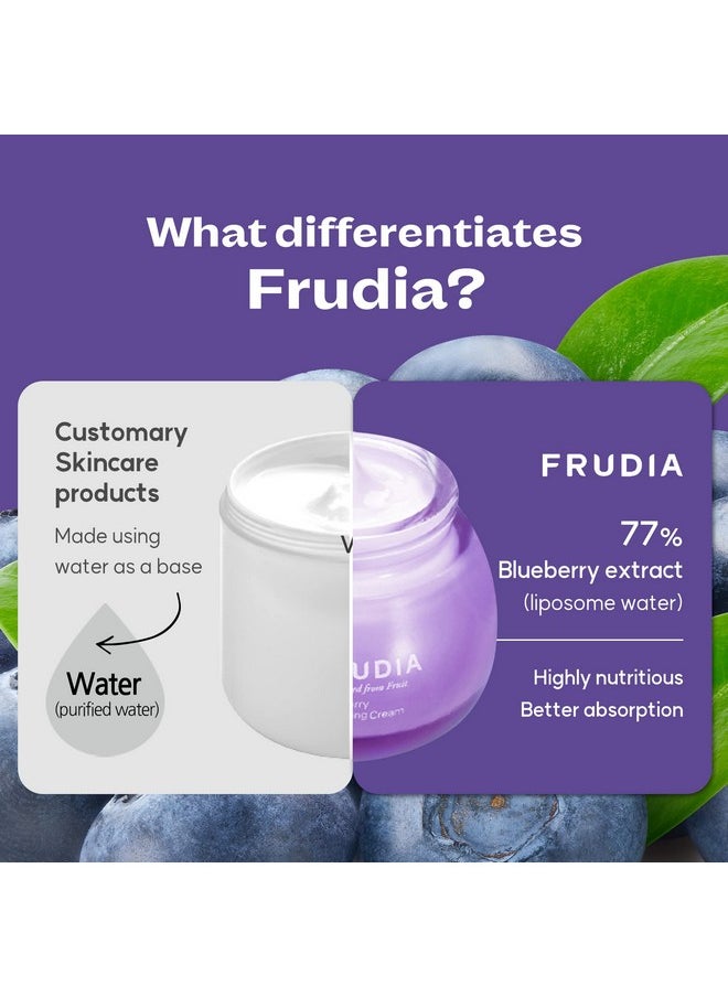 FRUDIA WELCOS Blueberry Hydrating Cream | Vegan Facial Moisturizer w/Blueberry Extract, Vegan Panthenol, WS BS Care EX | Korean Skin Care Moisturizer Face Cream for Dry Skin (1.85 fl oz)