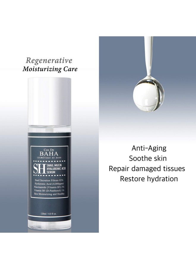 Cos De BAHA Snail Repair Intensive Facial Serum with Vitamin B3, 2% Niacinamide, and 5% Allantoin - 4 Fl Oz (120ml)