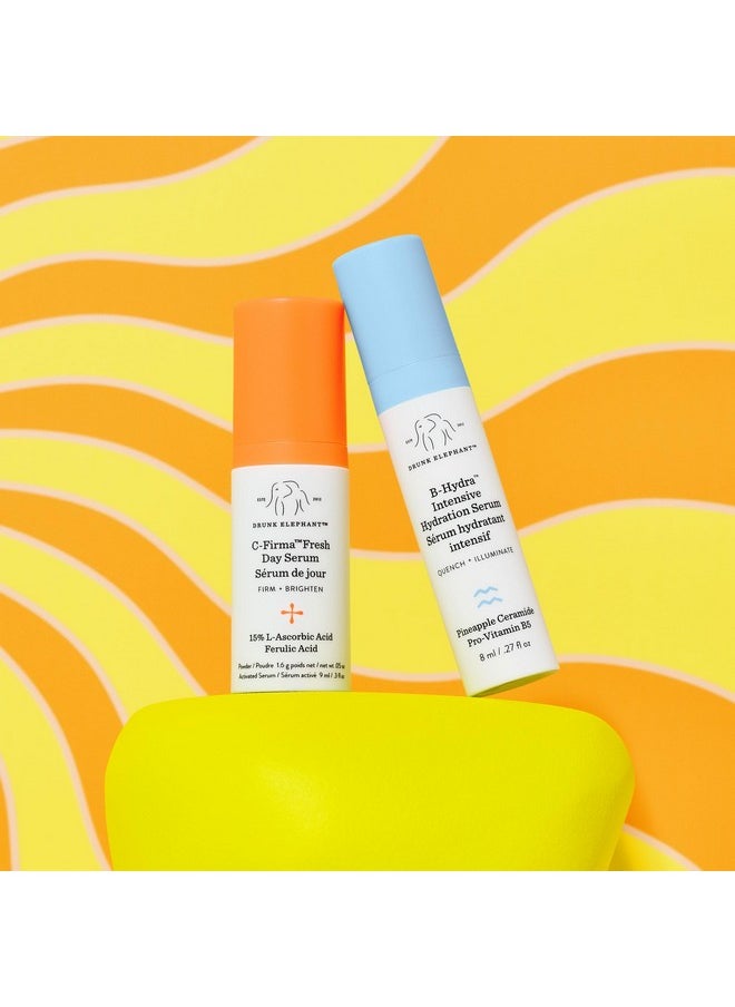 Drunk Elephant Hydra and The Bright - Includes C-Firma Fresh Day Serum (0.3 fl oz) & B-Hydra Intensive Hydration Serum (0.27 fl oz) - Free of Essential Oils, Silicones & Fragrances