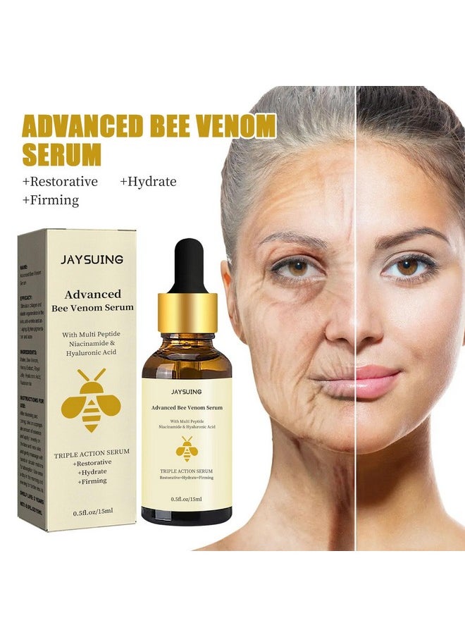 Advenced Bee Venom Anti-Wrinkle Essence Anti-aging Serum With Multi Peptide,Hyaluronic Acid,Triple Action Serum Repair,Moisturize and Firm Face Skin (2 Pack)