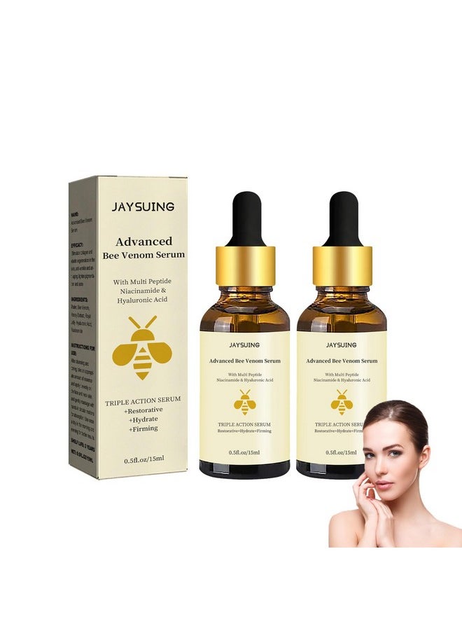 Advenced Bee Venom Anti-Wrinkle Essence Anti-aging Serum With Multi Peptide,Hyaluronic Acid,Triple Action Serum Repair,Moisturize and Firm Face Skin (2 Pack)
