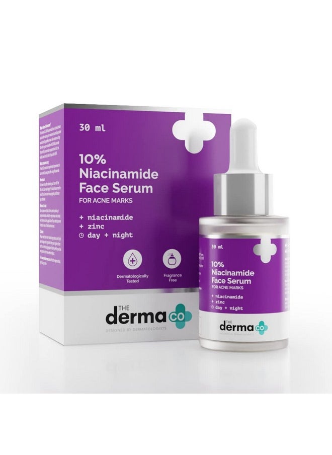 The Derma Co 10% Niacinamide Face Serum with Zinc for Acne Marks | Fades Acne Marks & Dark Spots | Controls Oil | 30 ml