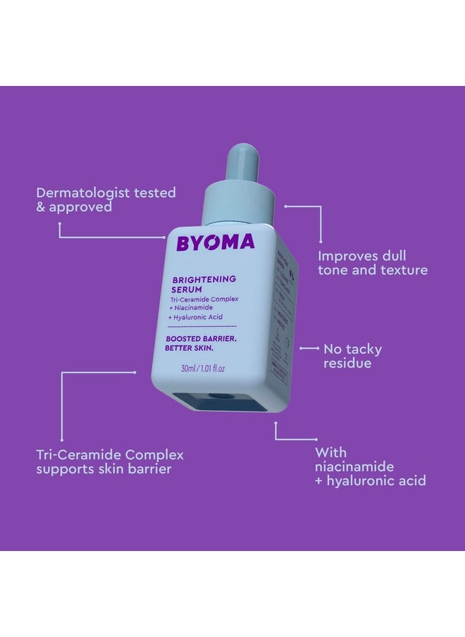 BYOMA Brightening Serum - Barrier Repair Serum - Brightening & Hydrating Face Serum with Hyaluronic Acid, Niacinamide & Ceramides - Hyaluronic Acid Serum For Face, Glowing, Radiant Skin - 1.01 fl. oz