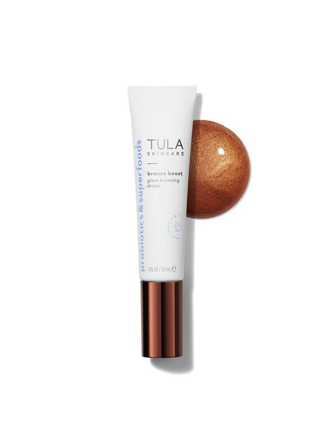 TULA Skin Care Bronze Boost Glow Bronzing Drops - Provides Natural Glow, Evens Skin Tone, Plumps and Hydrates Skin, Contains Niacinamide, Hyaluronic Acid and Green Tea, 1 Fl Oz.