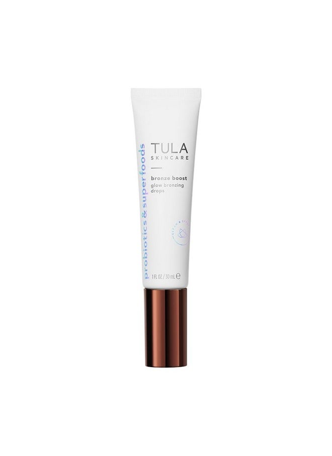 TULA Skin Care Bronze Boost Glow Bronzing Drops - Provides Natural Glow, Evens Skin Tone, Plumps and Hydrates Skin, Contains Niacinamide, Hyaluronic Acid and Green Tea, 1 Fl Oz.